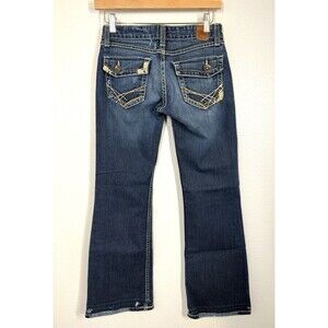 BKE Sabrina Stretch Bootcut Jeans Size 26R X 31.5 Western Grunge Denim Stitching